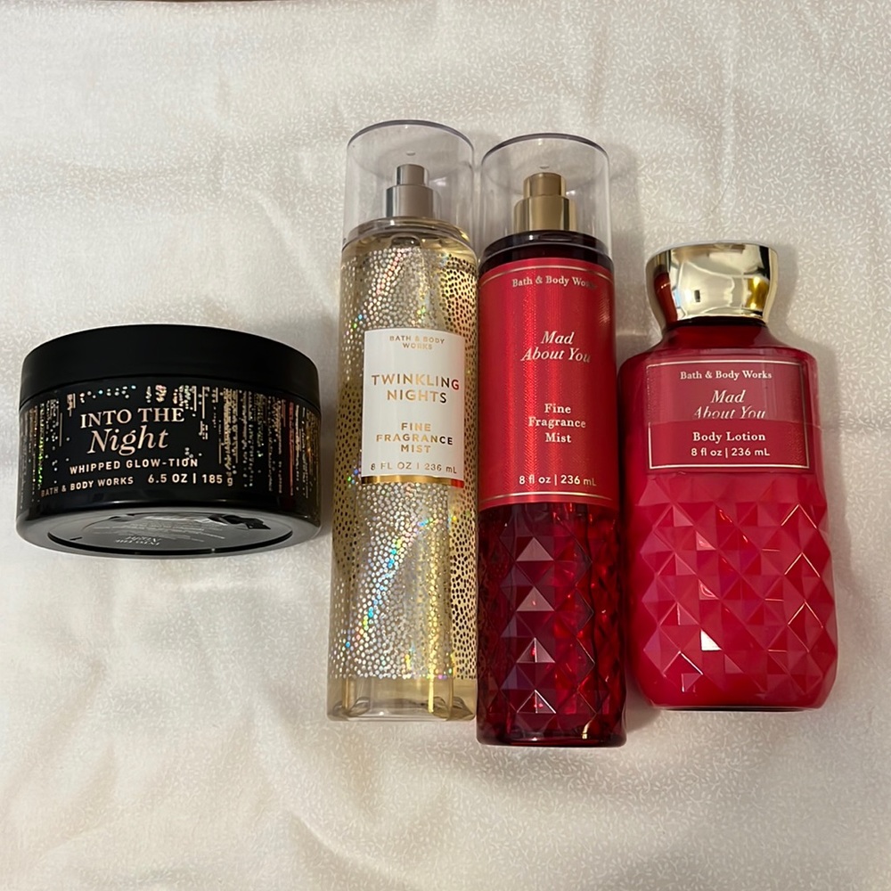 Bath and body works lot. Mad about you, Twinkling Nights and Into the Night